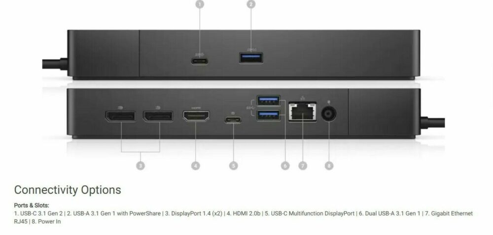 Dell pordilaiendi (dock) WD19S + Dell 130W adapter