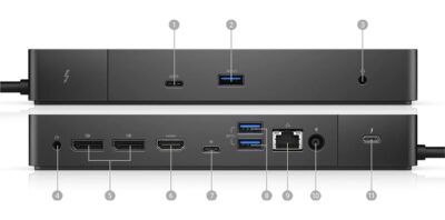 Dell pordilaiendi (dock) WD19TB + Dell 180W adapter